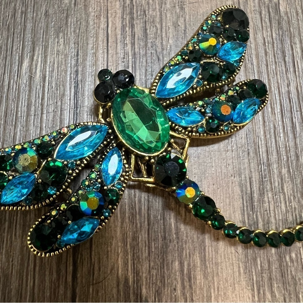 Crystal Rhinestone Dragonfly Blue Green Brooch Pin Jewelry Women’s Accessories